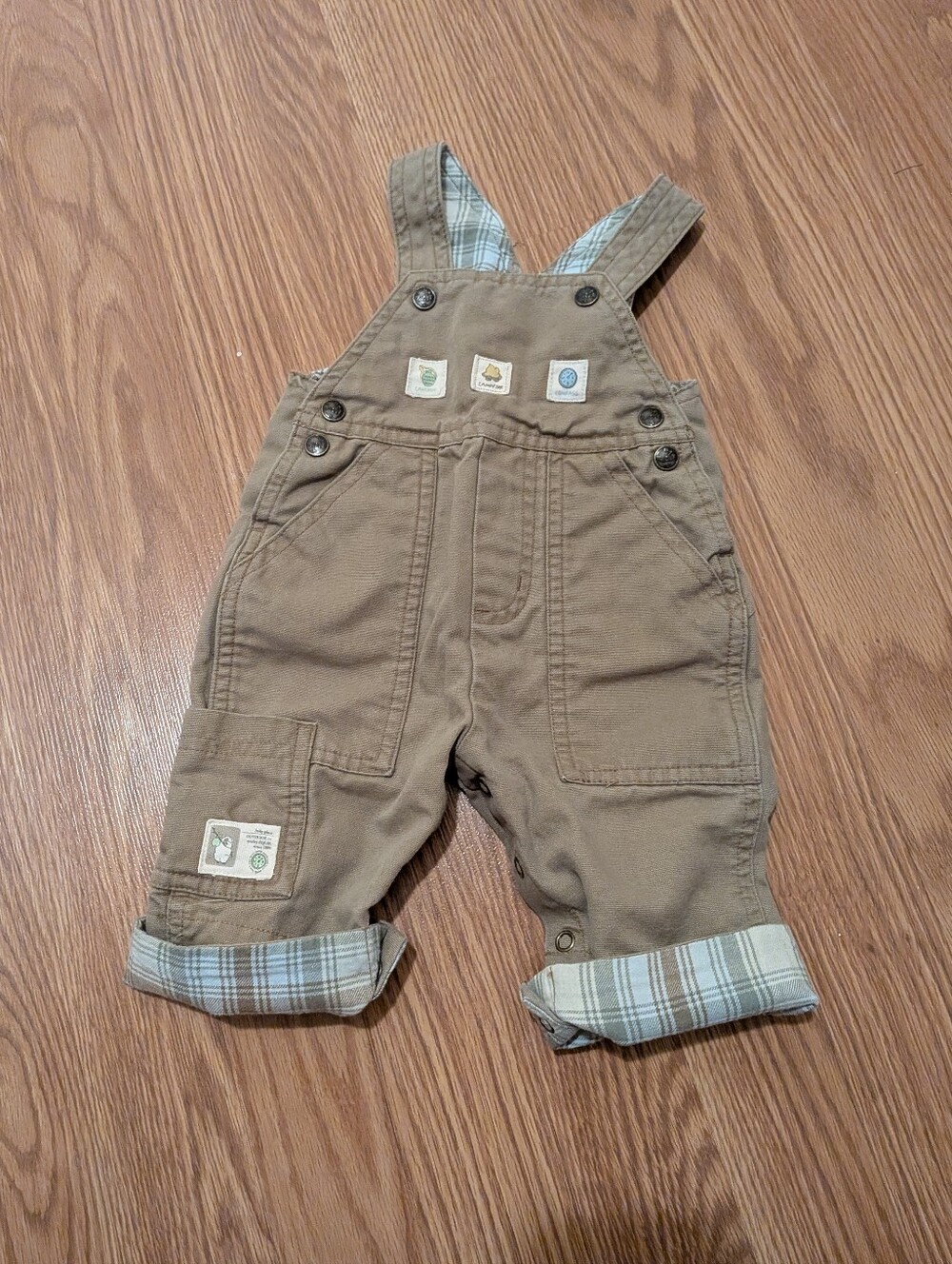 Children's Place Vintage Camping Khaki Overalls 0-3 Months